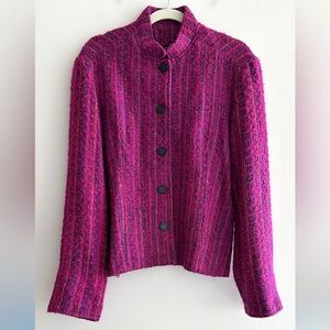 Susan Hayes Handmade Fuchsia Woven Cardigan Jacket, Size Medium